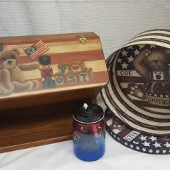 Patriotic Bears & Candle & Wooden Storage
