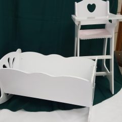 Doll cradle & highchair