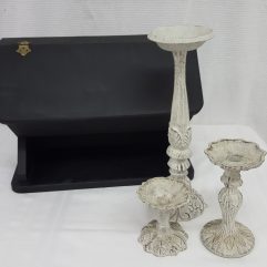 Desk top cabinet with candle holders
