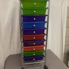 Rolling cart with 10 drawers