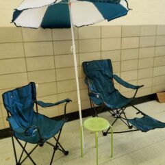 Chairs with Umbrella and table