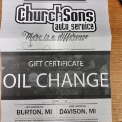Free Oil Change at Church & Sons Auto Service