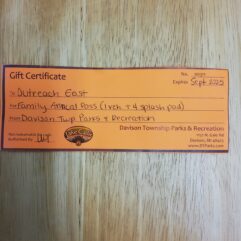 Family Annual Pass Davison twp. Parks & Recreation