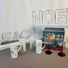 Christmas Mugs & Wine Glasses & Light Up Signs