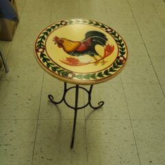 Table/Plant Stand with rooster painting