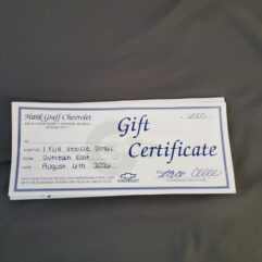 Hank Graff Chevrolet Gift Certificate- Detailing
