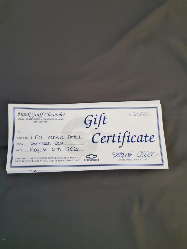 Hank Graff Chevrolet Gift Certificate- Detailing