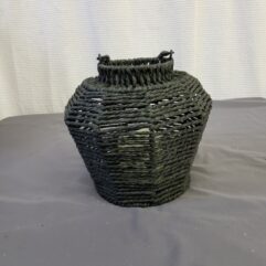 Contemporary Black Woven Rattan Decorative Candle Lantern