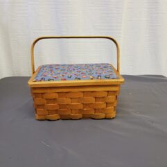 Vintage Longaberger Hand-Woven Sewing & Craft Basket with Padded Fabric Lid